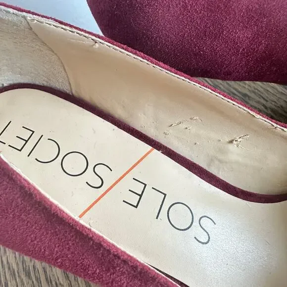SOLE SOCIETY Red Burgundy Suede Bow Pumps Woman’s‎ 9 B - Picture 3 of 12